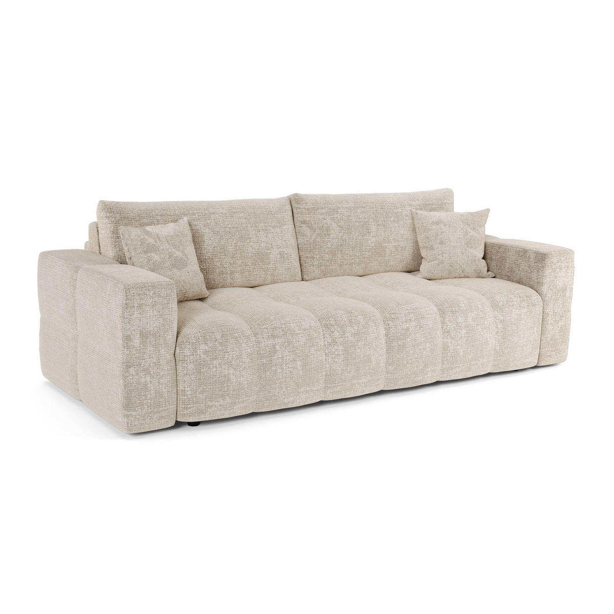 SCHLAFSOFA Express VIBE Geprägter Samt Creme 206cm - Creme, Textil (206/80/100cm) - Premium Interiors