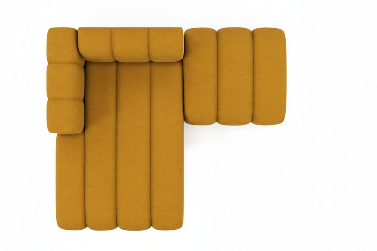 CHAISELONGUE Mit Hocker Grand, Veloursstoff Salvador, Gelb, Links - Gelb, Holz (204/179cm) - Kaiser Möbel