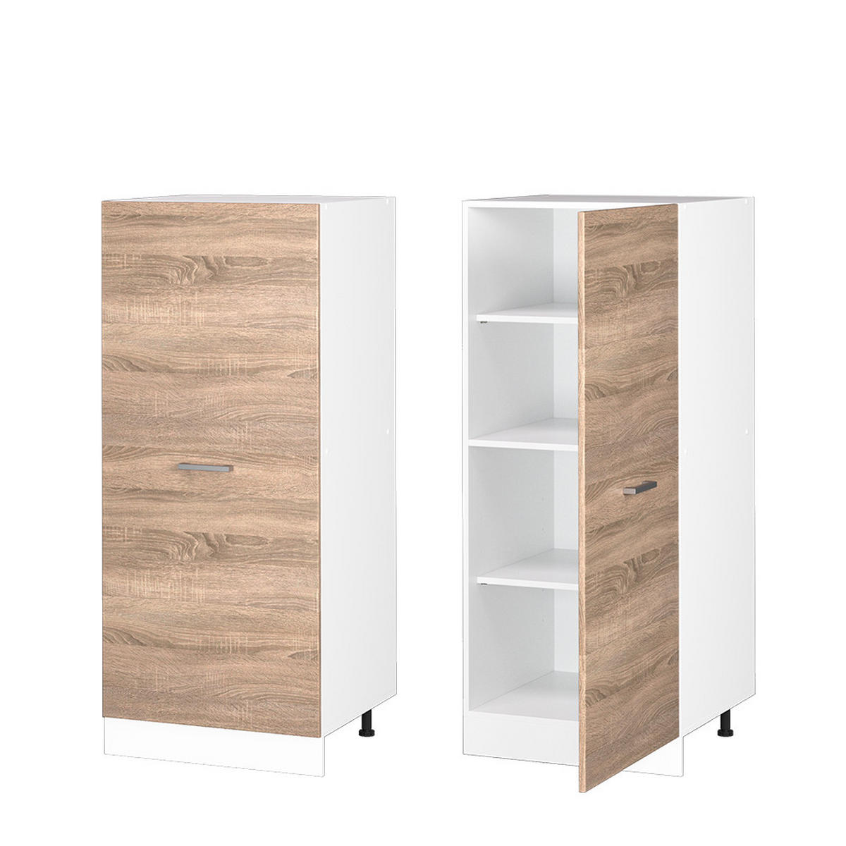 HOCHSCHRANK R-Line Sonoma 60 cm mit großer Tür - Weiß/Sonoma Eiche, Holzwerkstoff (60/143/57.2cm) - Vicco