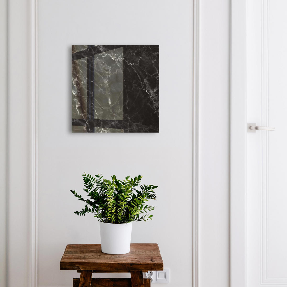 SCHLÜSSELBOX Schwarz 30x30 cm- Türöffnung nach rechts - Marmortiefe - Schwarz, Metall (30/30/5cm) - TULUP
