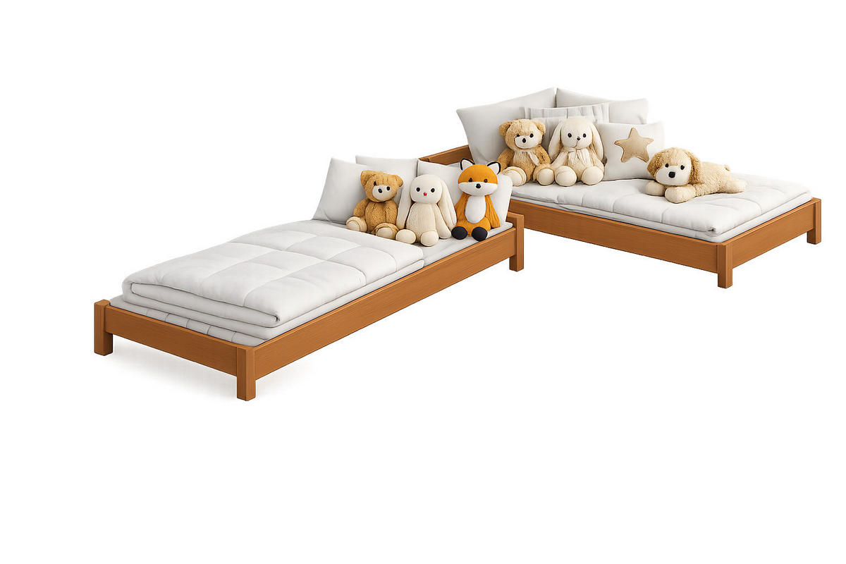 STAPELBETTEN 2-er Set Sendi 180x80 teak - Braun, Holzwerkstoff - LUKDOM