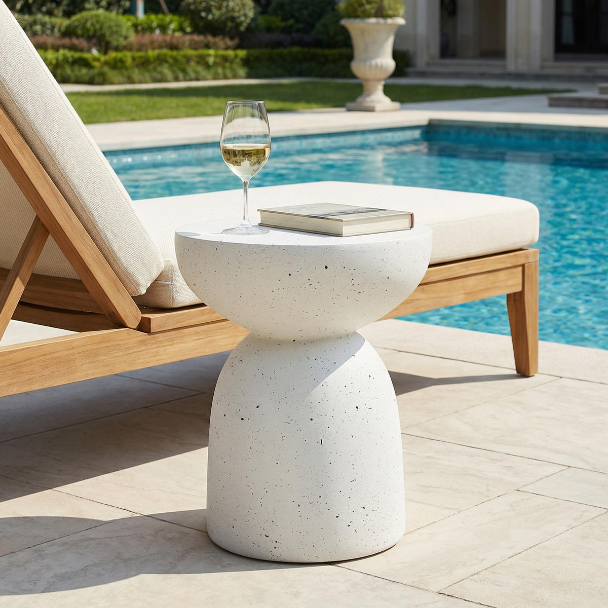 BEISTELLTISCH, MgO, Indoor/Outdoor, Terrazzo Weiß - Weiß, Naturmaterialien (45/45/52.5cm) - FLIEKS