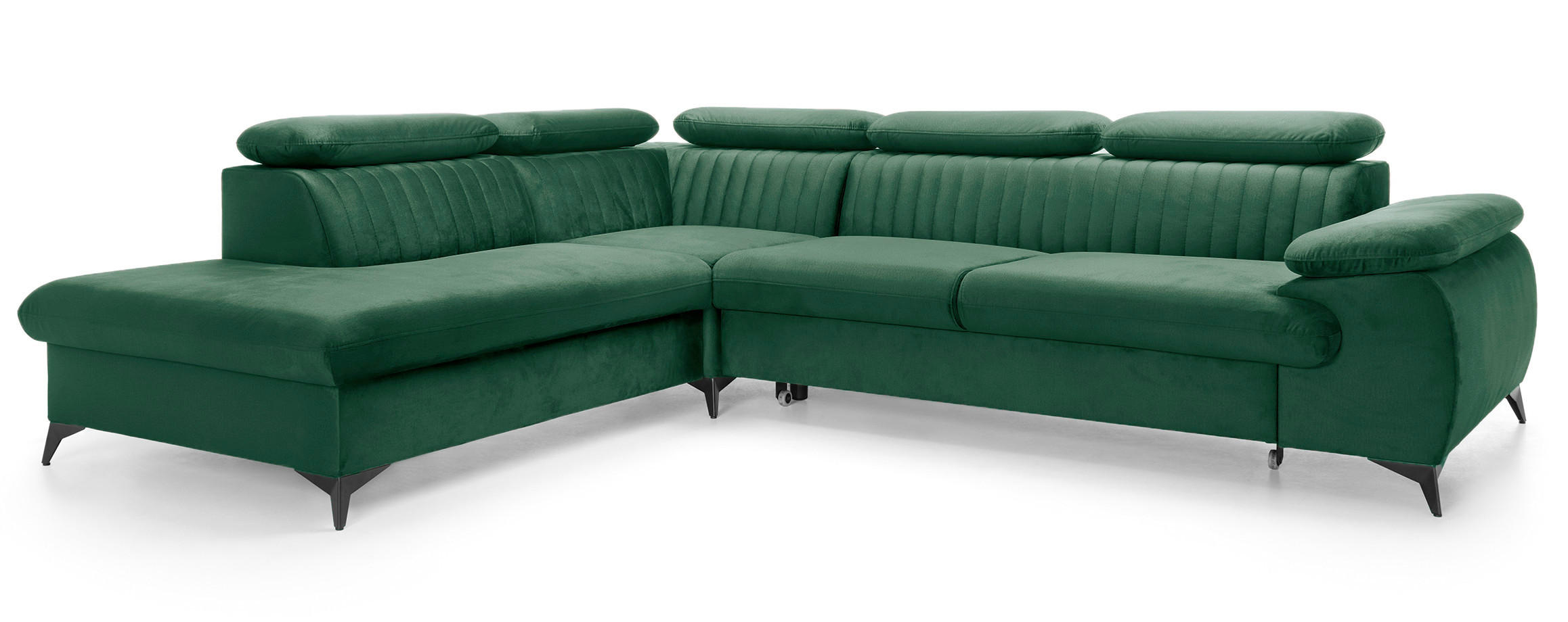 ECKSOFA 275 cm mit verstellbaren Kopfstützen Xanto L, Links, Grün - Grün, Holz (275/221cm) - Emporius