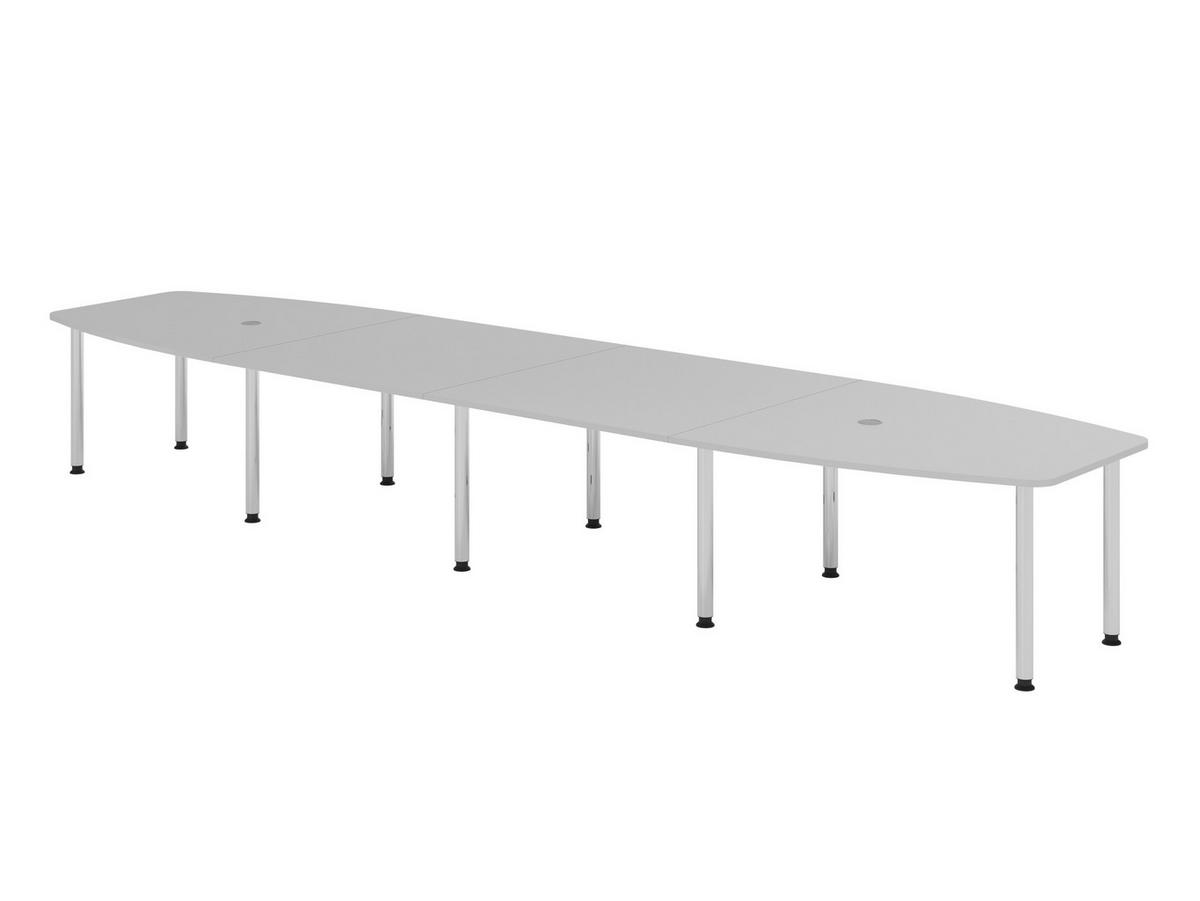 KONFERENZTISCH XXL KT52 130/520/74 cm in Grau/Chromfüße - Chromfarben/Grau, Holzwerkstoff (130/520/74cm) - bümö