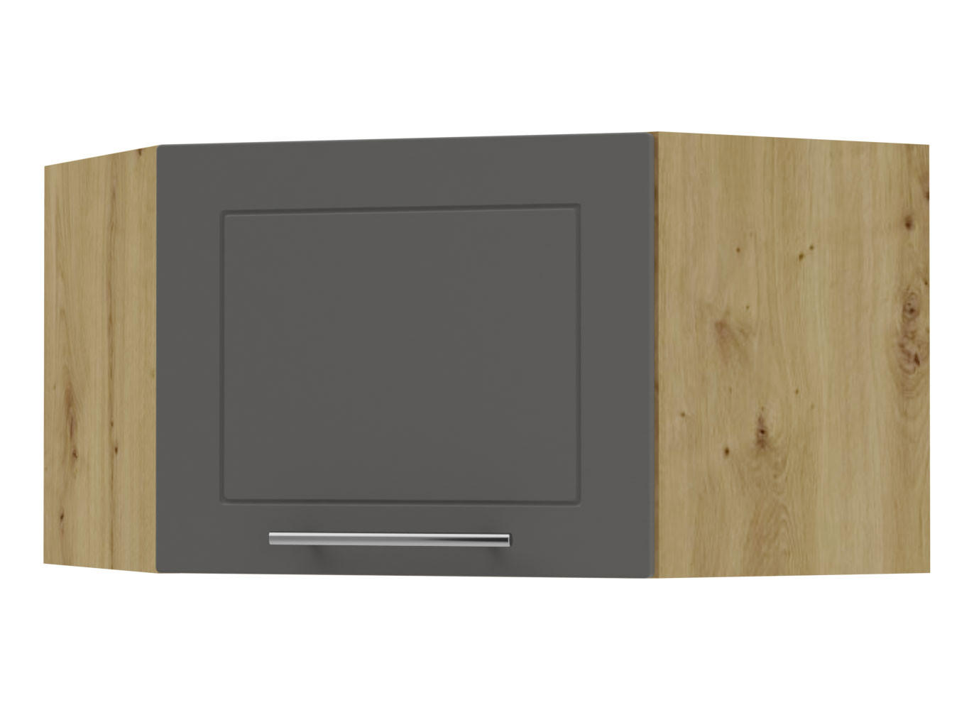 ECKHÄNGESCHRANK Kvantum W10/60/36 Graphit Matt / Eiche Artisan Matt 60 / 60 / 36cm - Graphitfarben/Eiche Artisan, Holz/Holzwerkstoff (60/36/60cm) - Feldmann-Wohnen