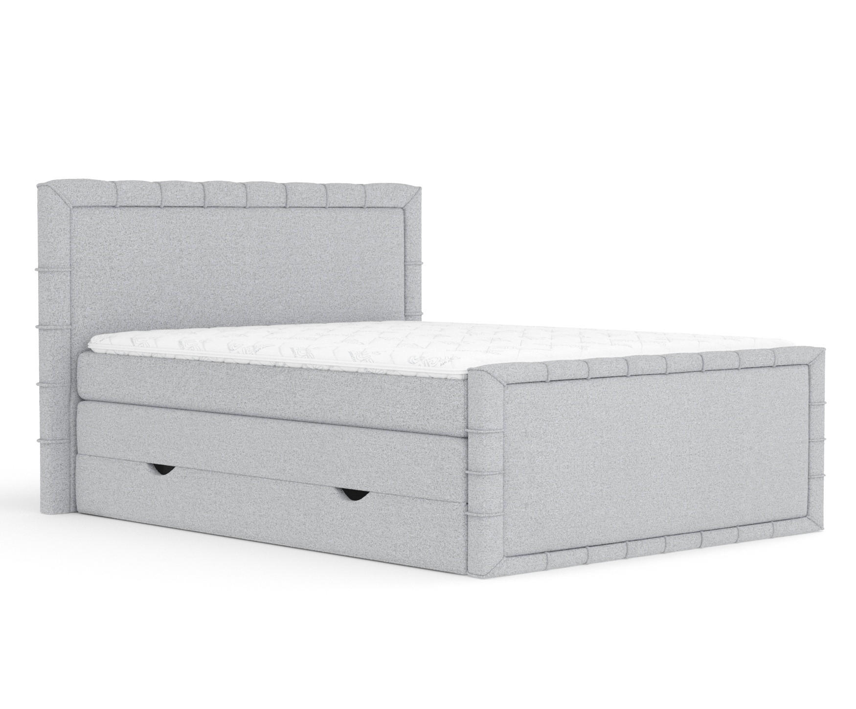 BOXBETT Estelle Hellgrau 160/200 cm im Webstoff - Hellgrau/Schwarz, Holz/Holzwerkstoff (160/200cm) - Maison de Reve