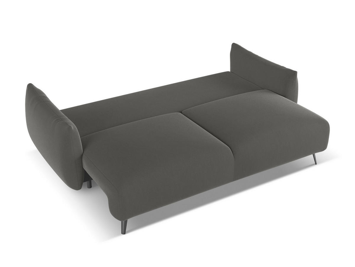 3-SITZER SOFA mit Schlaffunktion Samt Stoff Grau - Dunkelgrau/Schwarz, Textil/Metall (230/86/105cm) - Makamii