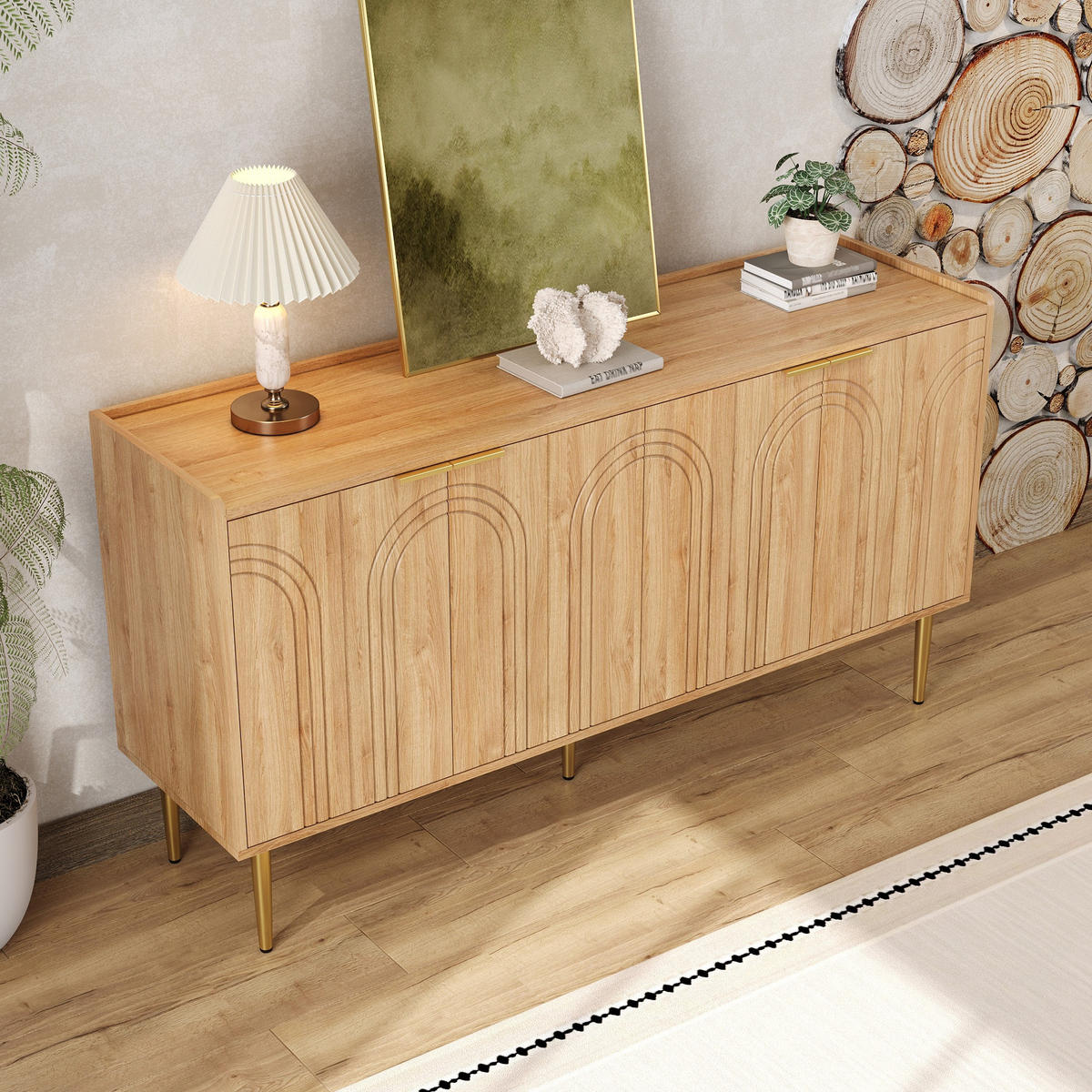 SIDEBOARD 140cm modern Stauraum Anrichte Wohnzimmer Buffet - Naturfarben, Holzwerkstoff (38/75/140cm) - FLIEKS