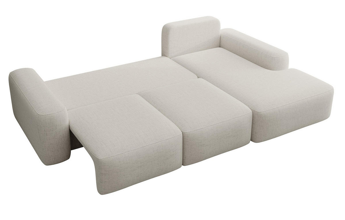 ECKSOFA Carnos mit wasserabweisendem Chenille-Bezug in Cremeweiß - Ecru, Textil (264/162cm) - Selsey