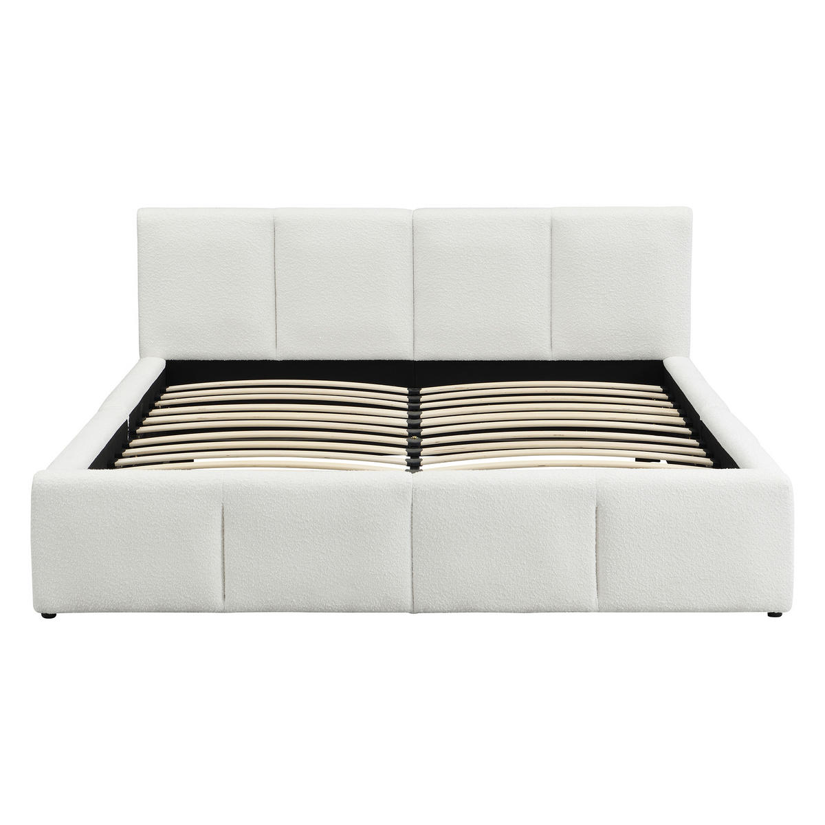POLSTERBETT 180/200 cm DE-03036, mit Bouclé-Bezug, in Beige - Beige, Metall (180/200cm) - ComfortXL