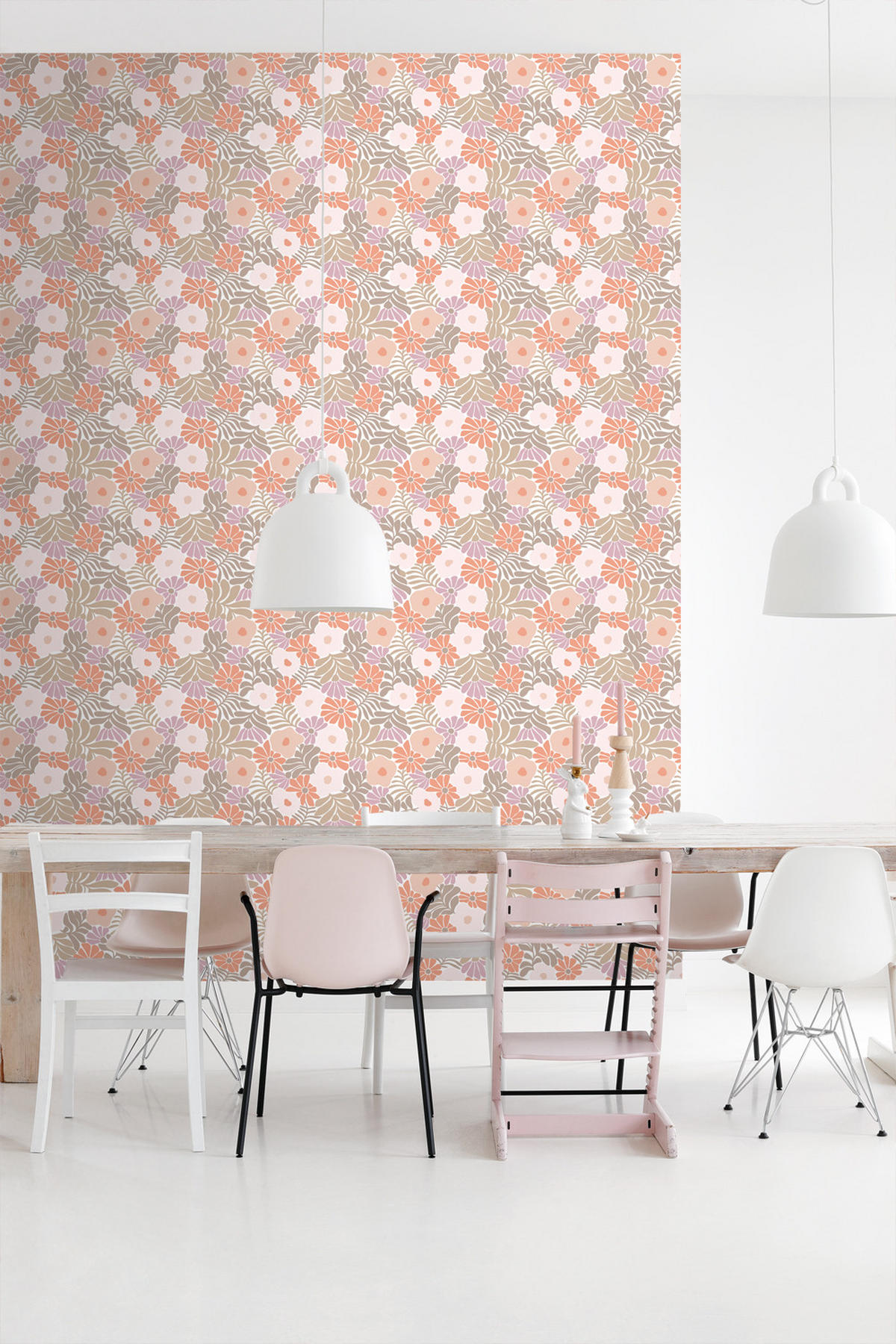 TAPETE Blumen im Matisse-Stil 50 x 900 cm - Orange, Papier (50/900cm) - ESTAhome