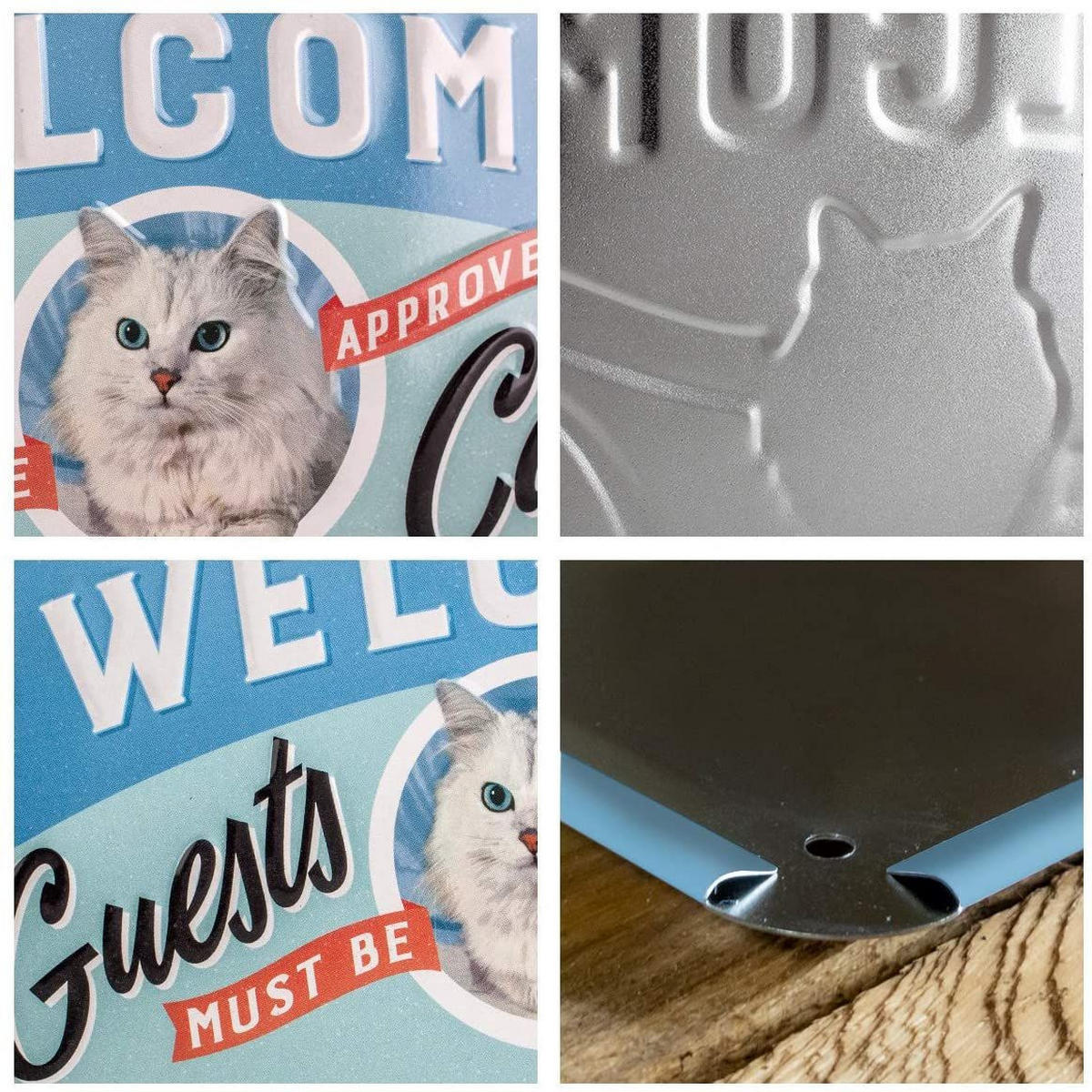 HÄNGESCHILD 10/20 cm Pfotenschild Welcome Guests Cat - Multicolor, Metall (20/10/0.2cm) - Nostalgic-Art