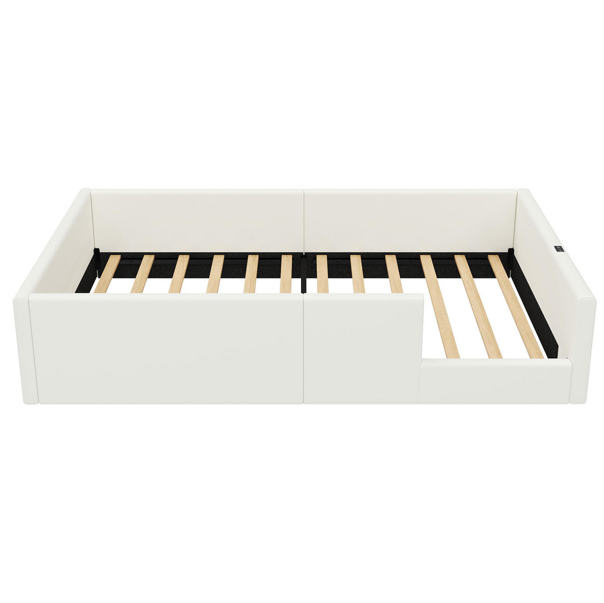 POLSTERBETT 90/200 cm weiß aus MDF mit Ladestation - Weiß, Holzwerkstoff (90/200cm) - OKWISH