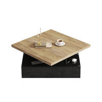 COUCHTISCH 360° schwenkbar 2-stufig Hochglanz Stauraum Naturholz Schwarz - Walnussfarben, Holzwerkstoff (70/70/36cm) - FLIEKS