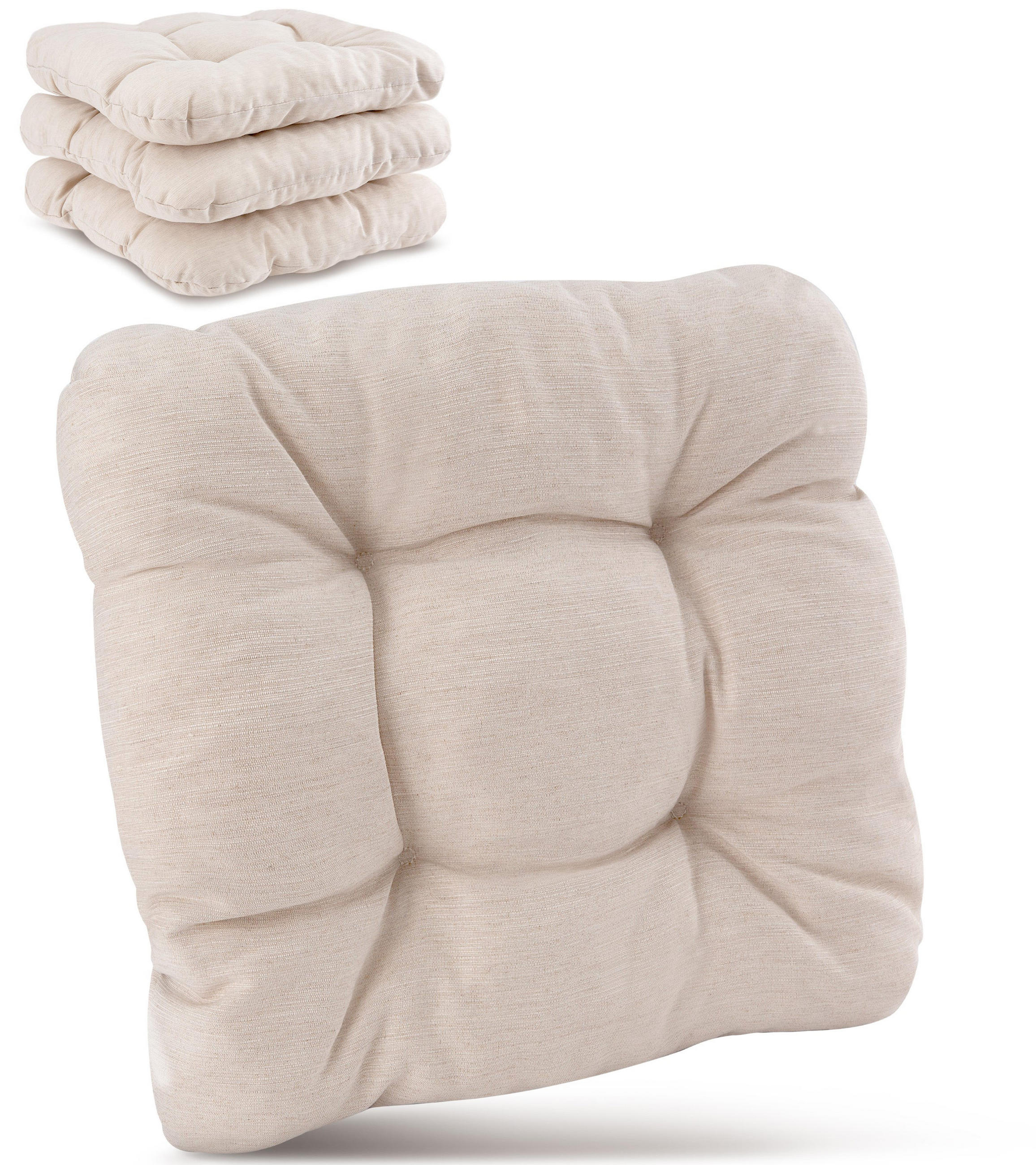 STUHLKISSEN HighLux SK 40/40/8cm Natur (4tlg) - Naturfarben, Textil (40/40/32cm) - Beautissu 