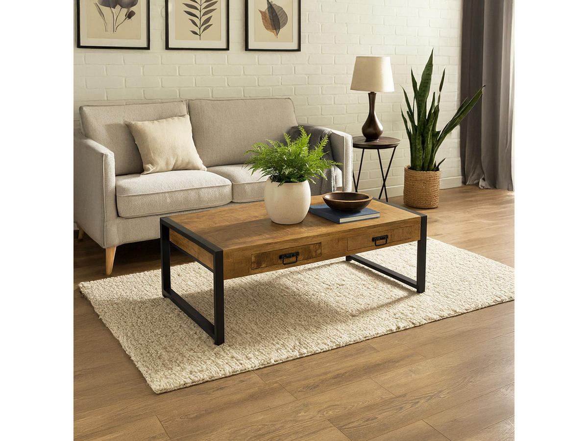 COUCHTISCH Britt Mangoholz 140 cm / 70 cm Natur - Naturfarben, Holz (70/140/45cm)