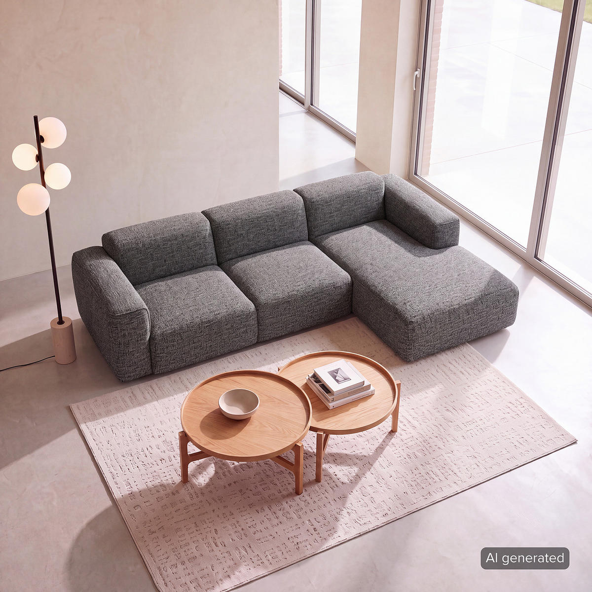 3-SITZER ECKSOFA mit Longchair - Schwarz/Grau, Kunststoff/Textil (284/173cm) - home24