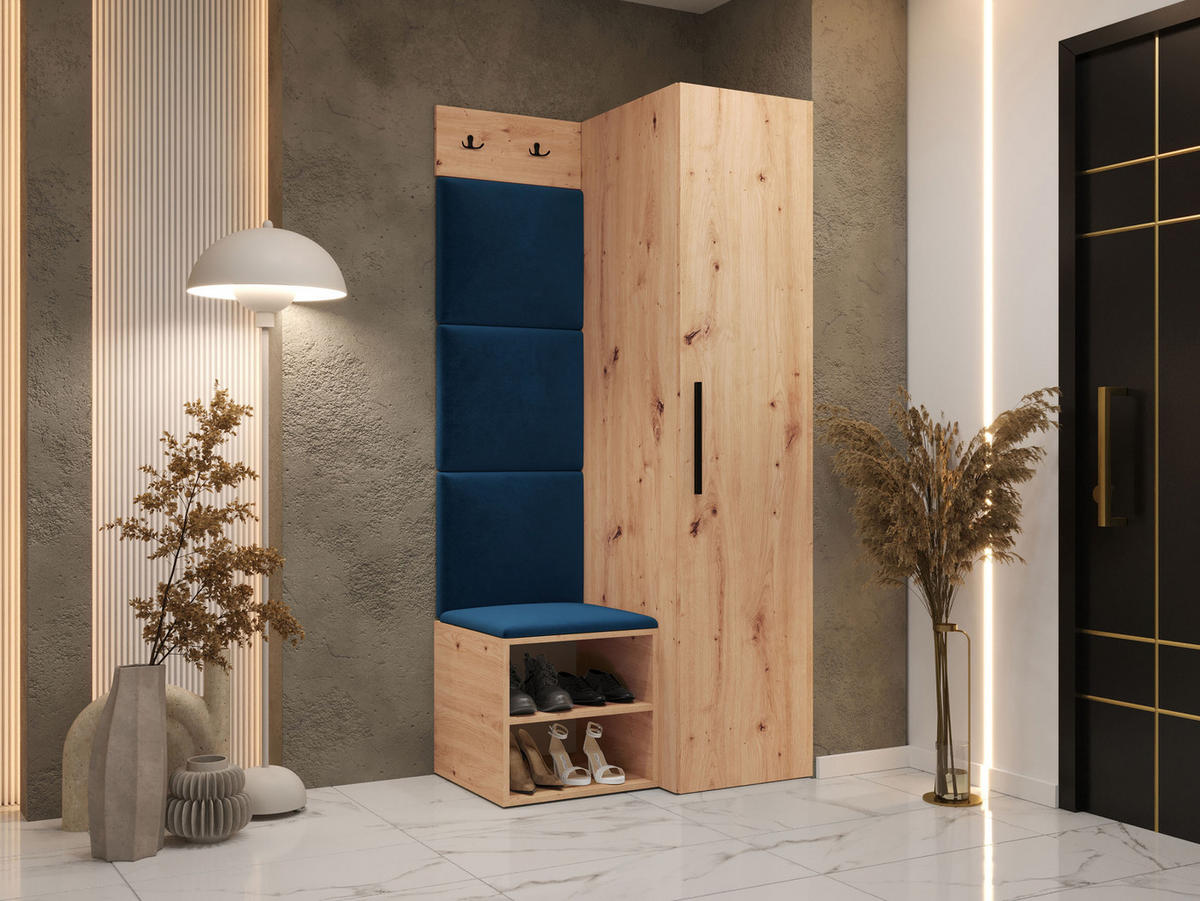 GARDEROBEN-SET Medi III - Blau/Schwarz, Holzwerkstoff/Kunststoff (40/191/50cm) - MIRJAN24