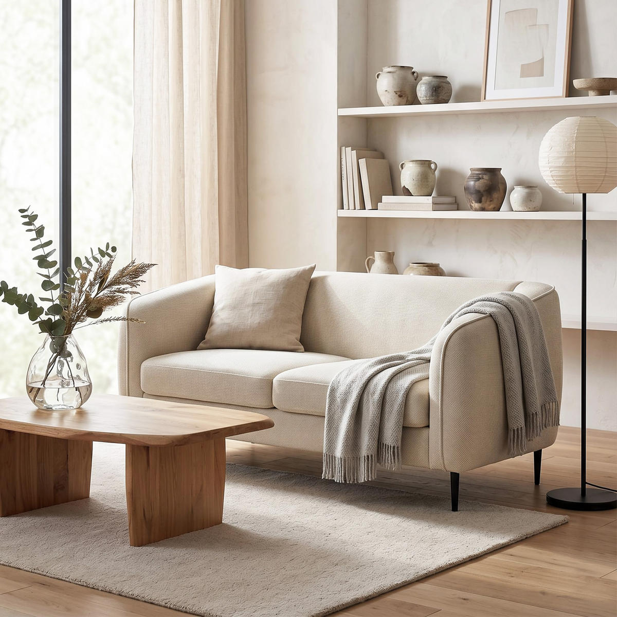 SOFA, 2-Sitzer, Samt, 160cm, Federkernkissen, beige - Multicolor, Holzwerkstoff (160/72/76cm) - FORIOUS