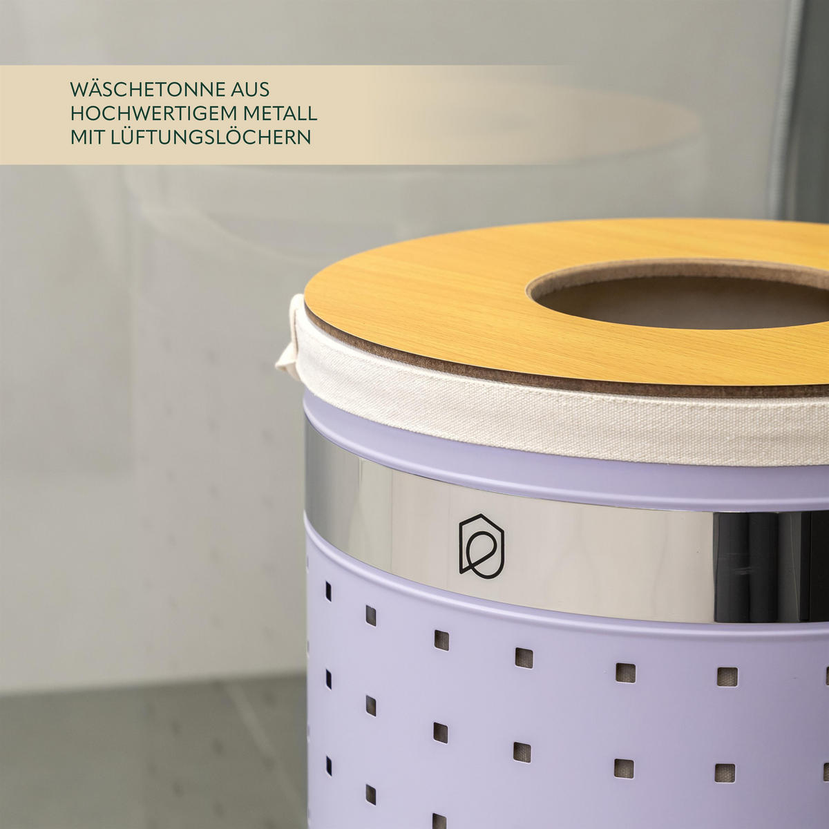 WÄSCHETONNE 50 Liter, lila - Lila, Metall (35.5/57.5/35.5cm) - eluno