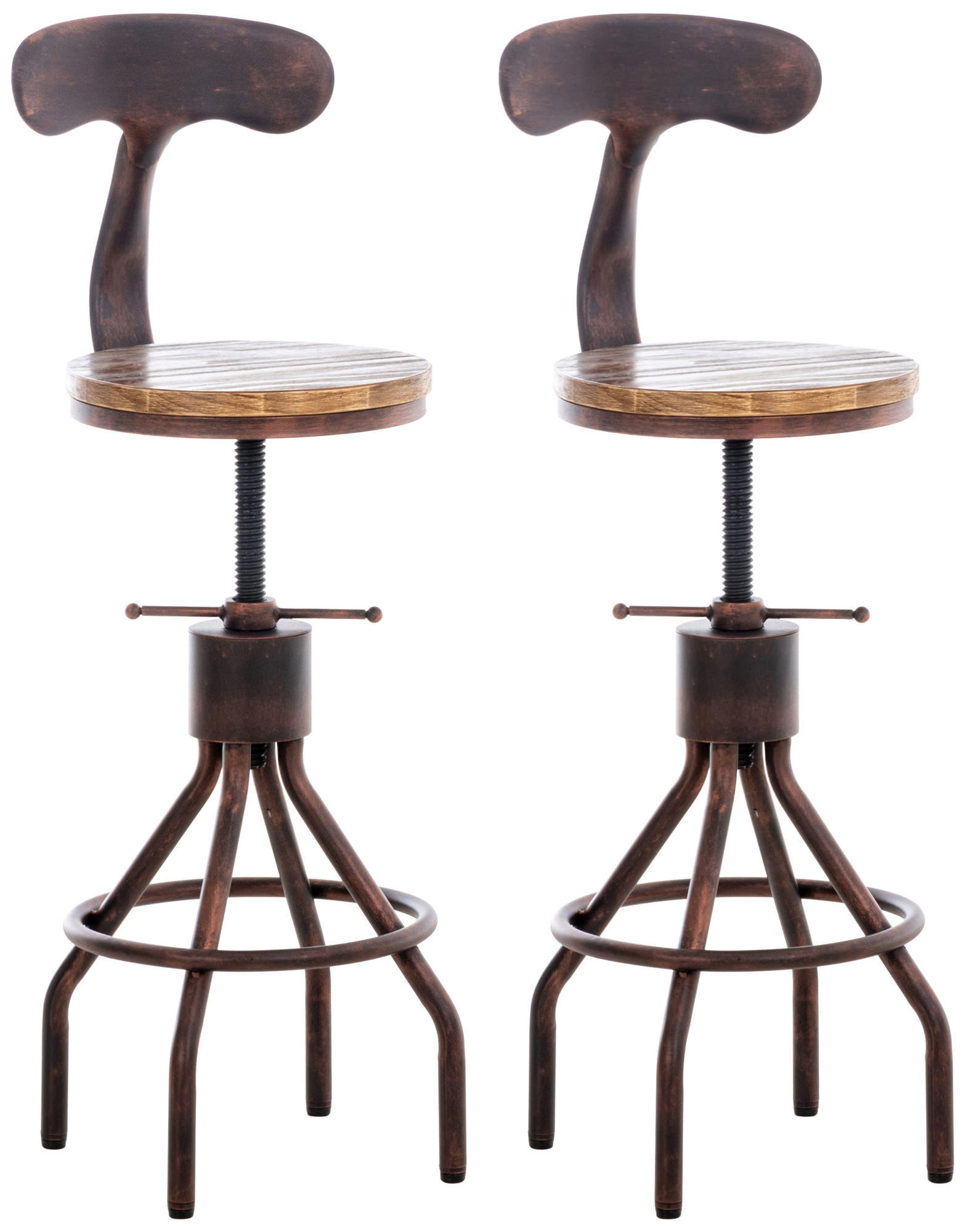 BARHOCKER 2er Set Holz bronze - Bronzefarben, Holz/Metall (41/96/41cm) - CLP