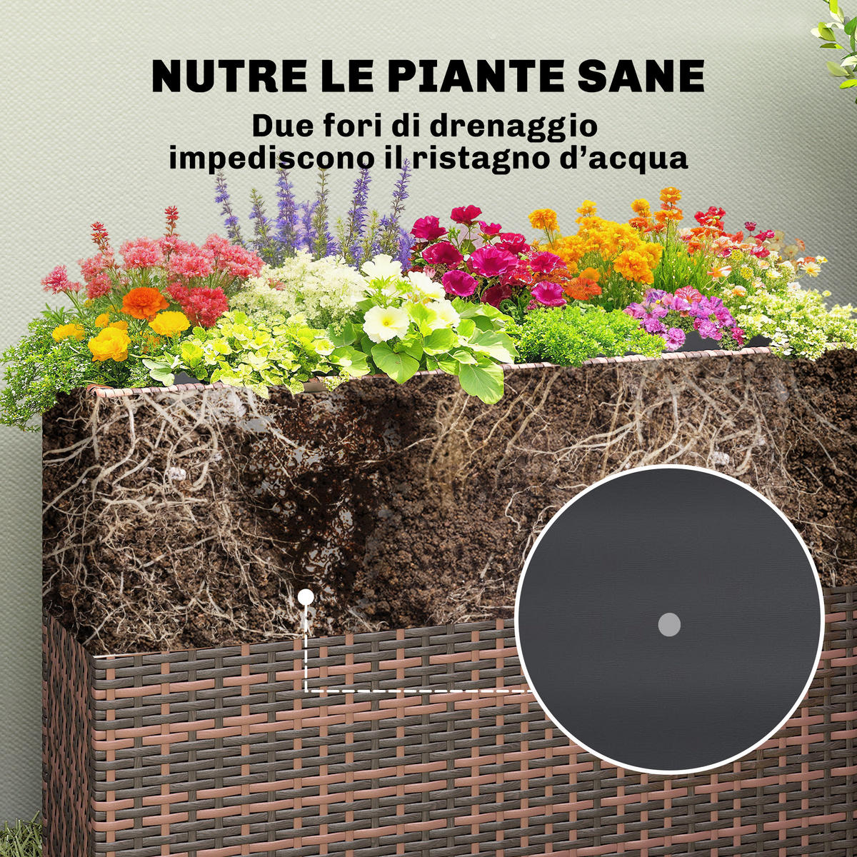HOCHBEET, 45-Liter-Rattan-Hochbeet mit verstellbaren Füßen, Braun - Multicolor, Holzwerkstoff (81/58/28cm) - FORIOUS