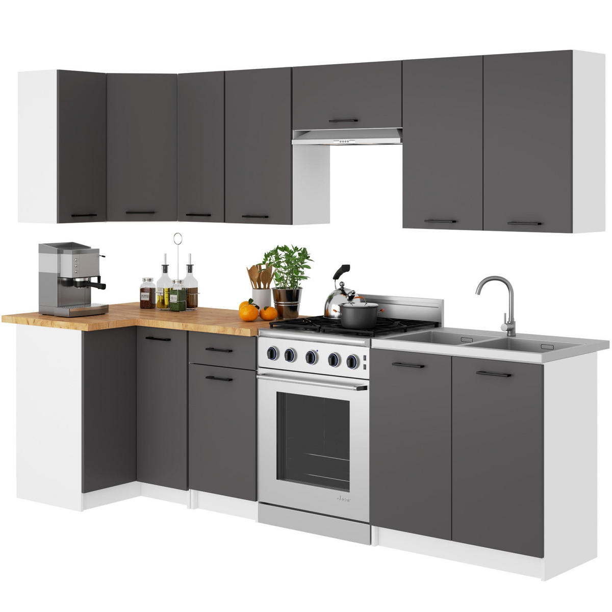 UNTERSCHRANK Weiß, Graphit Grau 85/80/46 - Weiß/Grau, Holzwerkstoff (80/85/46cm) - RAUMHIRSCH FURNITURE