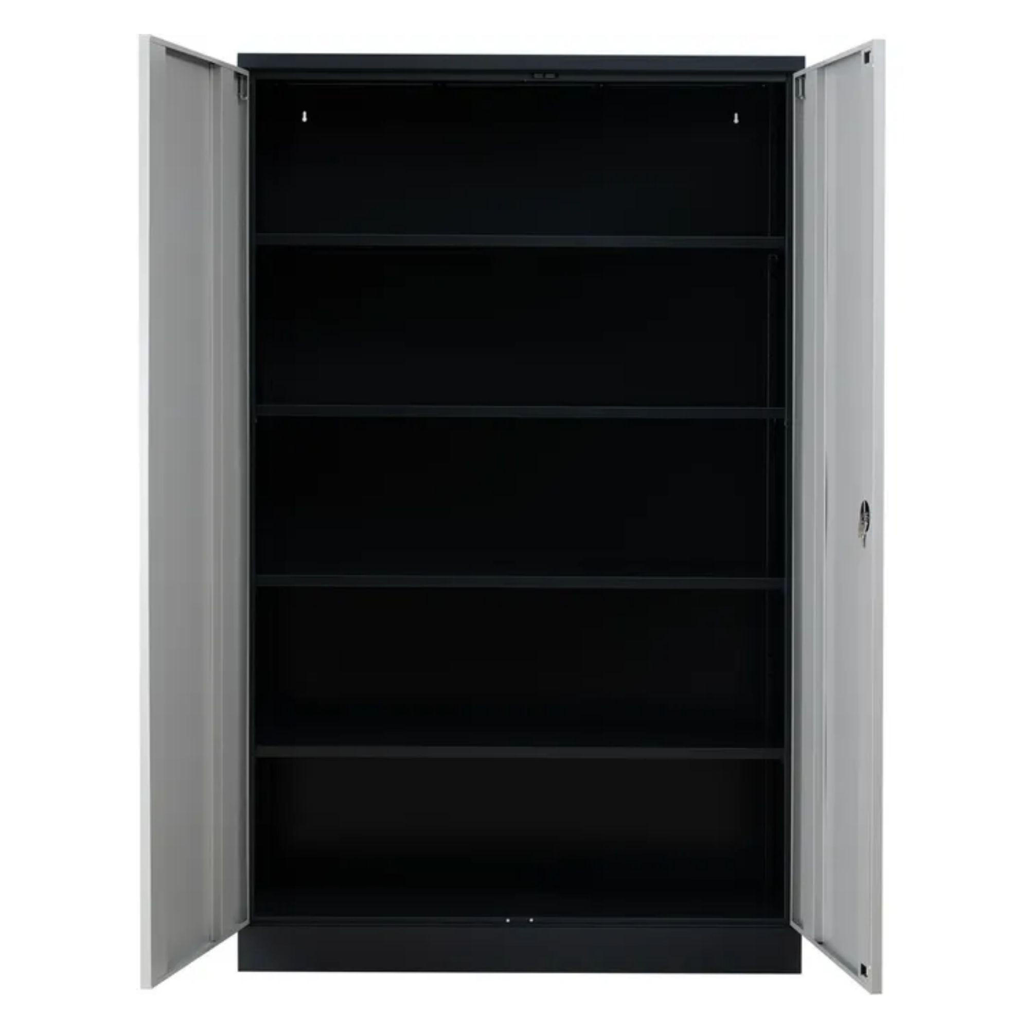 STAHLSCHRANK Bee mit 5 lackierten Fachböden 195x92x60 cm Korpusfarbe Anthrazit Frontfarbe Lichtgrau - Hellgrau, Metall (92/195/60cm)