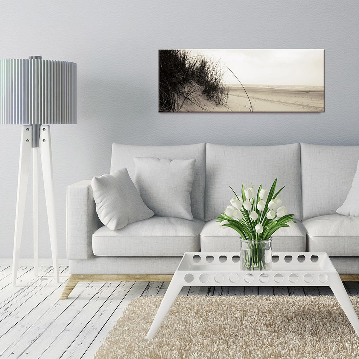 GLASBILD 80x30 cm Strand beige - Beige, Glas (80/30cm) - artissimo