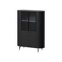 VITRINE Zante 2D2W 01 mit weißer LED Beleuchtung - Goldfarben/Schwarz, Holzwerkstoff/Metall (113/155/40cm) - MIRJAN24