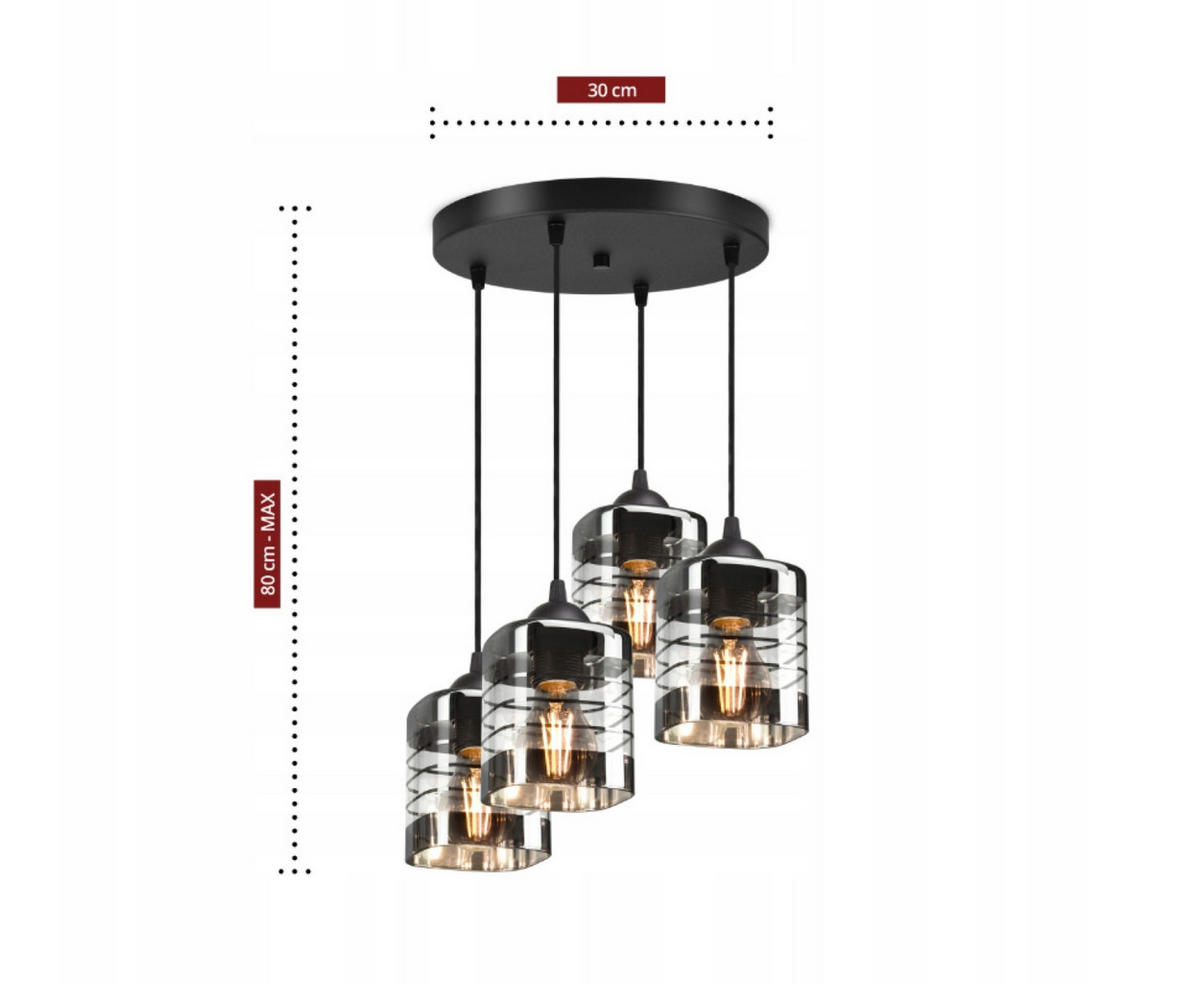 PENDELLEUCHTE TRAGLAS - Transparent/Schwarz, Glas/Metall (35/35/80cm) - kiki design