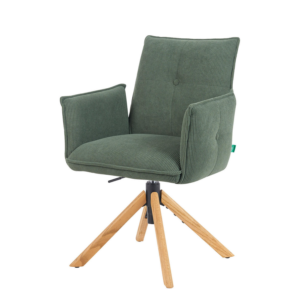 BÜROSTUHL Mika-Leya - Honigeiche/Grün, Eichenholz/Holz (60/89/63cm) - DUBI Möbel