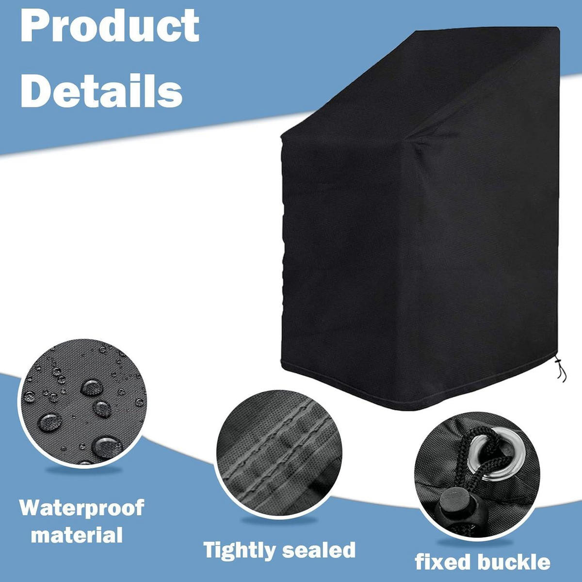 GARTENSTUHL Abdeckung Wasserdicht 120 x 75 x 75 cm - Schwarz, Textil (120/75/75cm)