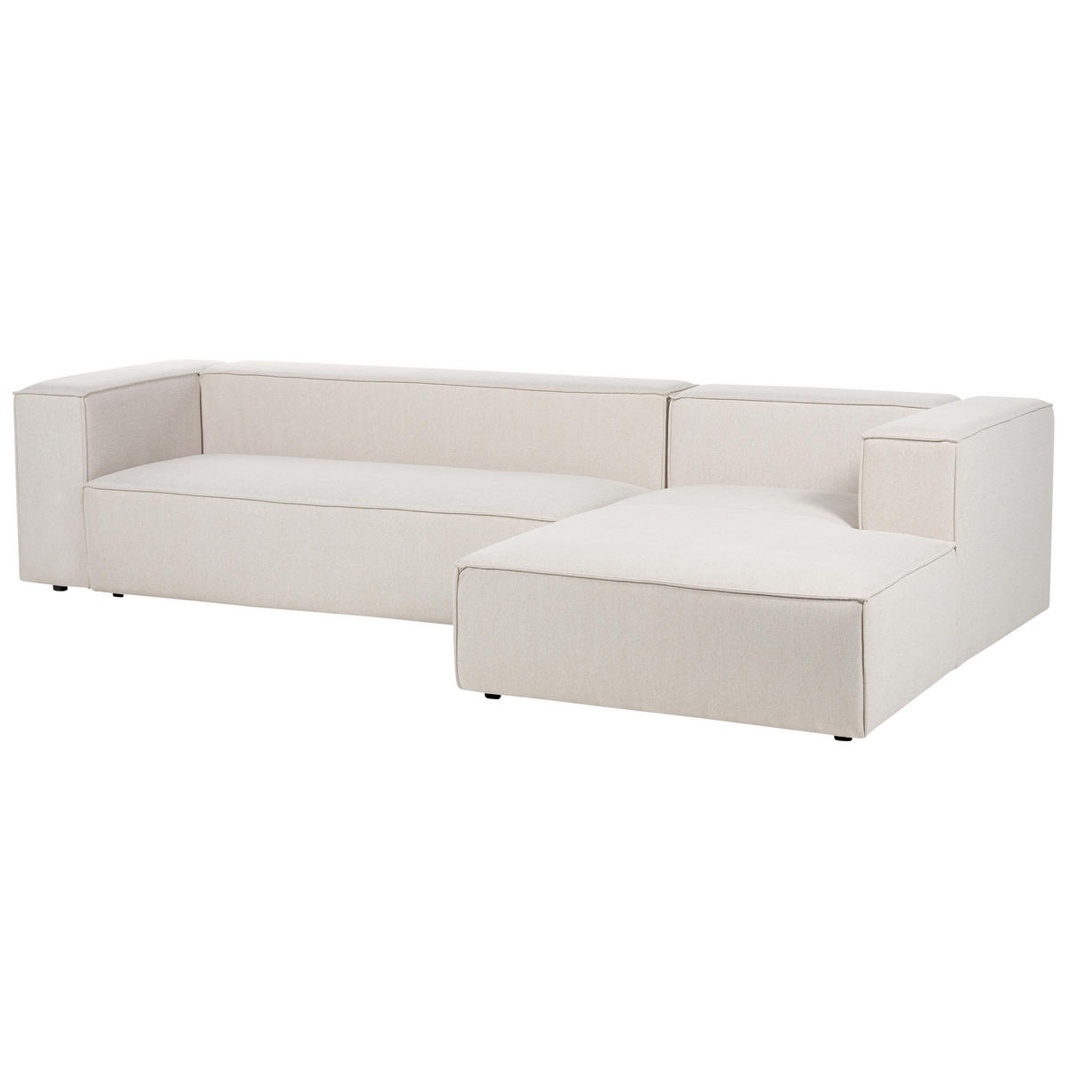 3-SITZER-ECKSOFA hellbeige rechtsseitig Vernon - Beige, Textil (330/178cm) - Beliani