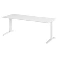SCHREIBTISCH Serie-XB 80/200/74 cm in Weiß/Weiß/Alu poliert - Silberfarben/Weiß, Holzwerkstoff (80/200/74cm) - bümö