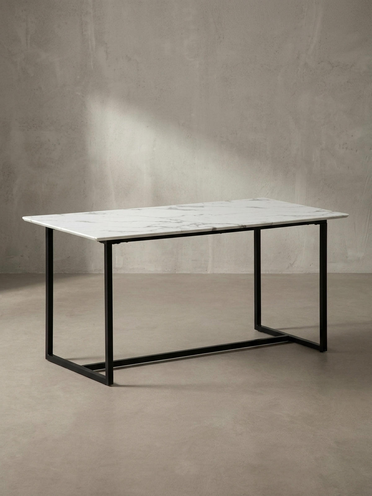 ESSTISCH Marmoroptik Metall Rechteckig Modern Klein, Weiß 120x60x76 cm - Schwarz/Weiß, Holzwerkstoff/Metall (60/120/76cm) - KADIMA DESIGN