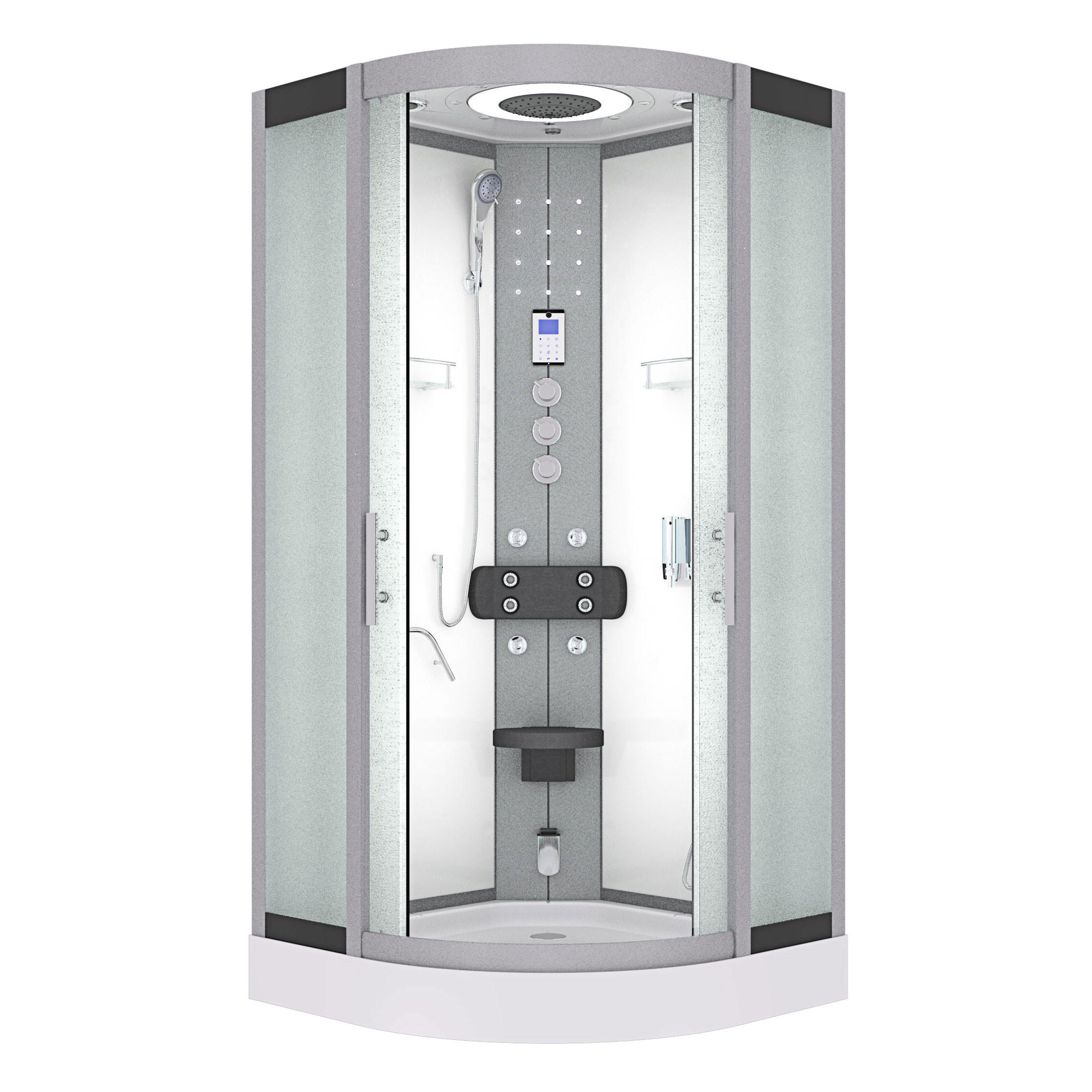 DAMPFDUSCHE Duschkabine D58-10M3 Weiß 90x90 - Weiß, Glas/Kunststoff (90/90/215cm) - AcquaVapore by Sandra Jentho