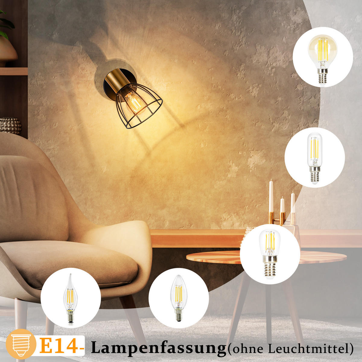 WANDLEUCHTE Veyra 10/13.5/14 cm - Schwarz, Metall (13.5/14/10cm) - ZMH