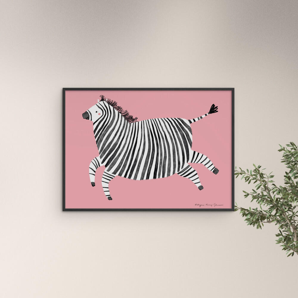 POSTER mit Rahmen Wild Apple - Zebra - Pink/Schwarz, Holz/Papier (70/100cm) - Poster&Frame