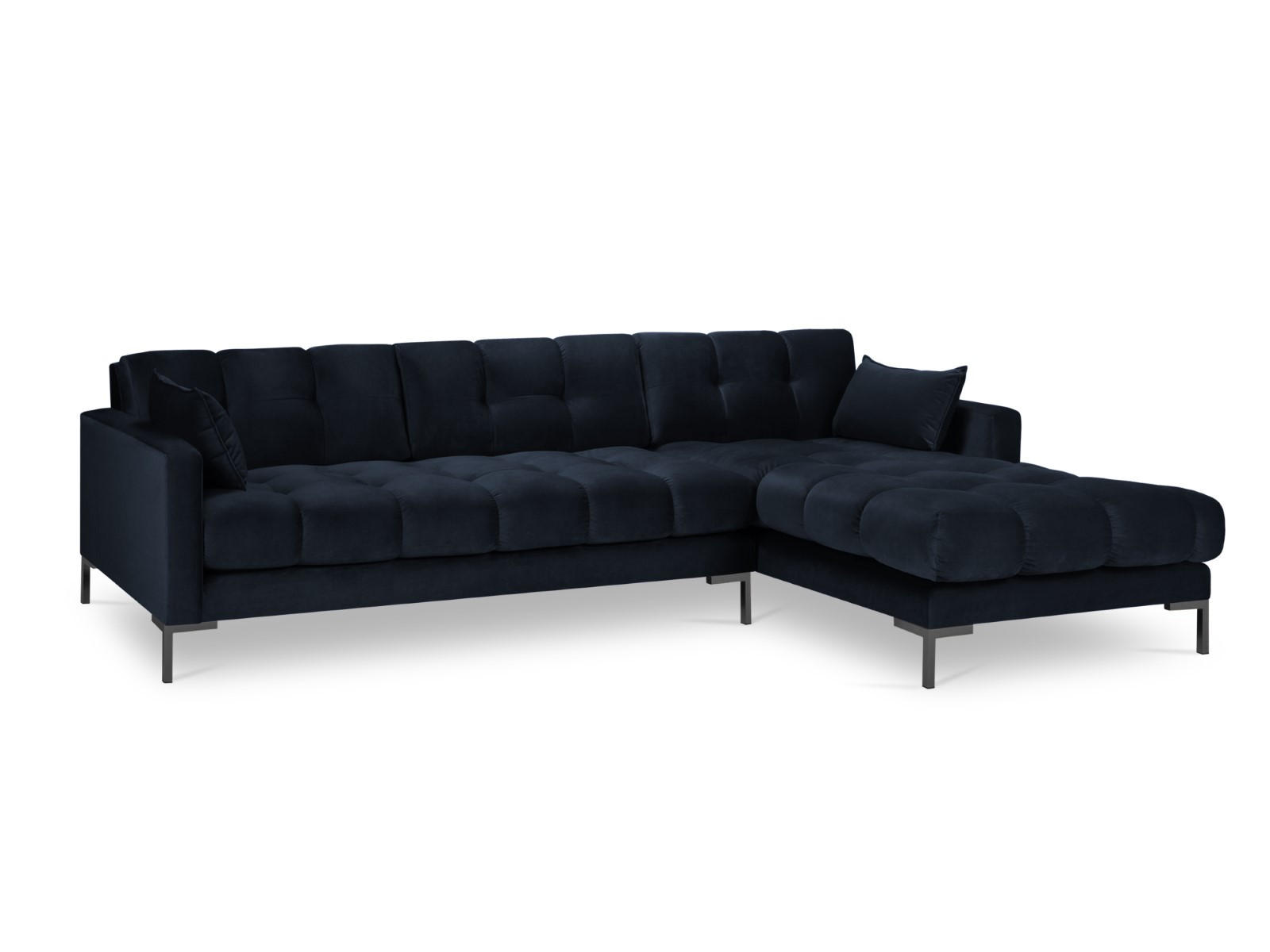 ECKSOFA rechts Mamaia aus Samt dunkelblau 5 Sitzplätze - Dunkelblau, Textil (185/293cm) - Micadoni