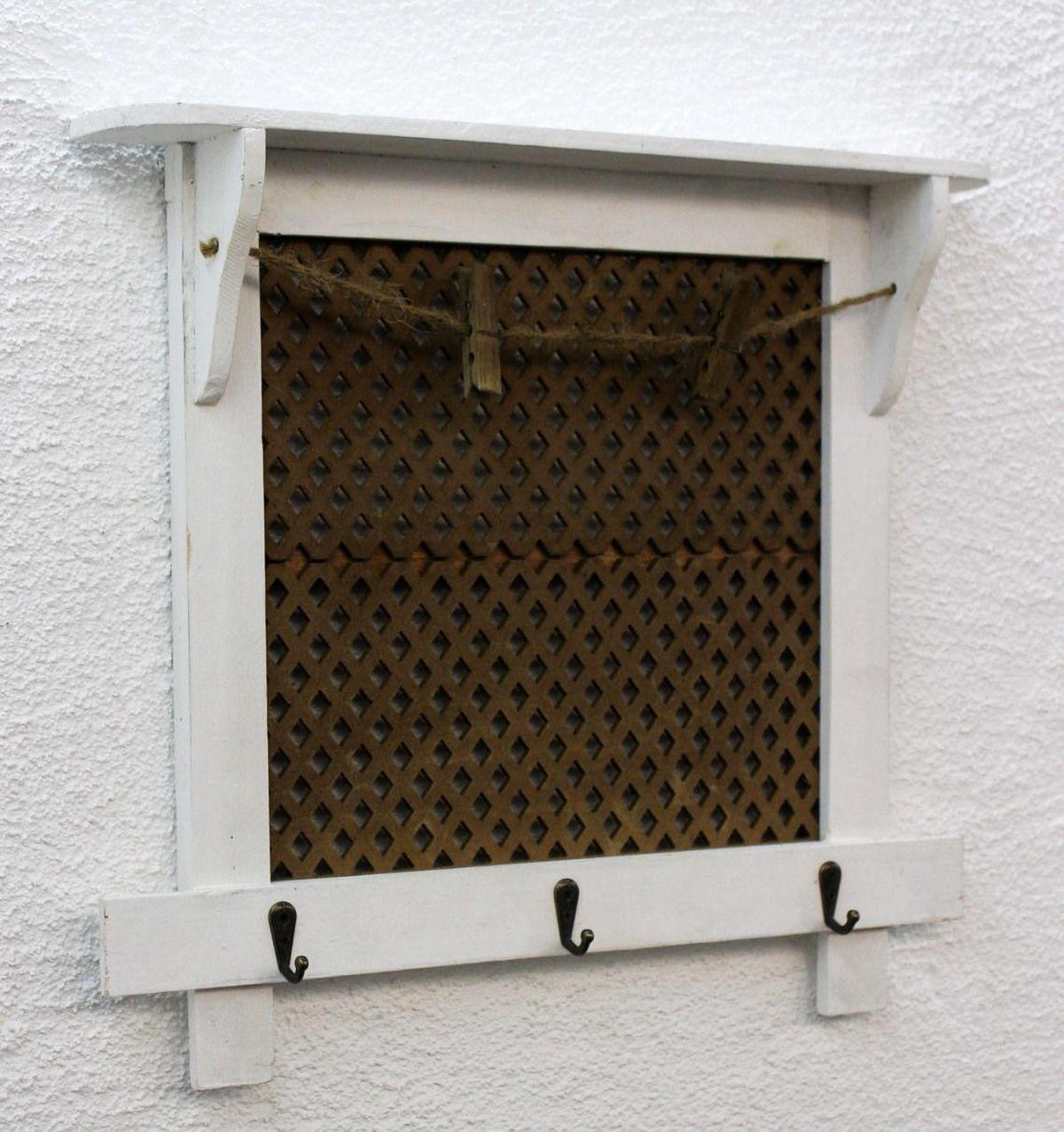 WANDORGANIZER Vintage Schlüsselbrett Holz mit Ablage - Weiß, Holz (43/39/6.5cm) - DanDiBo