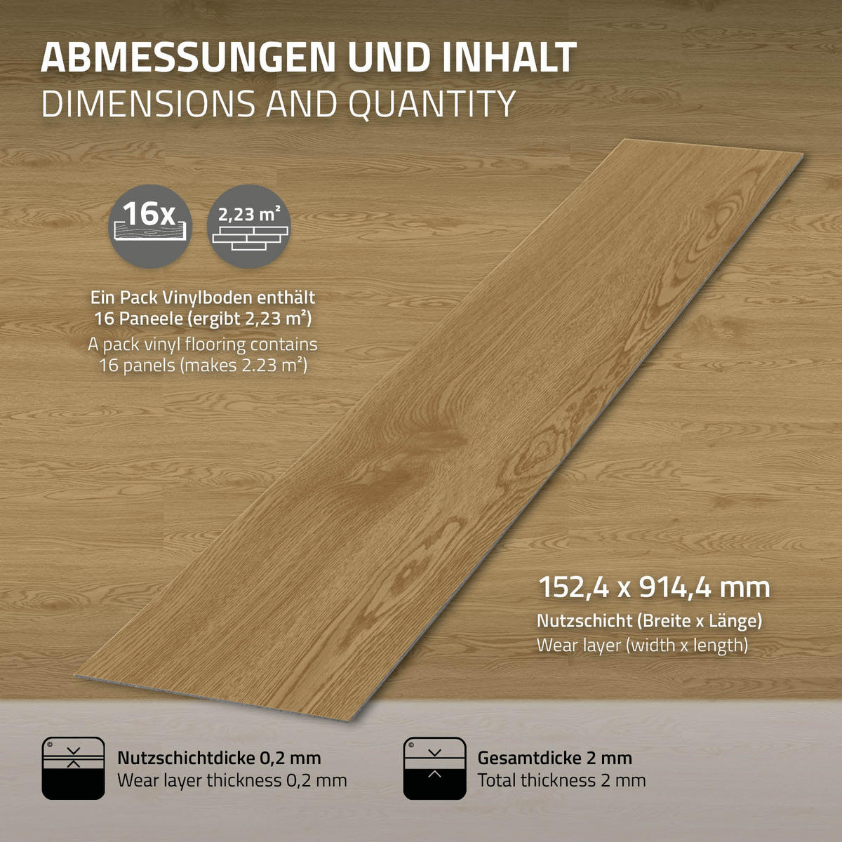 VINYLBODEN selbstklebend 6,69m²/48 Dielen Natur Eiche - Eichefarben, Kunststoff (91.5/15.3/0.2cm) - ML-DESIGN