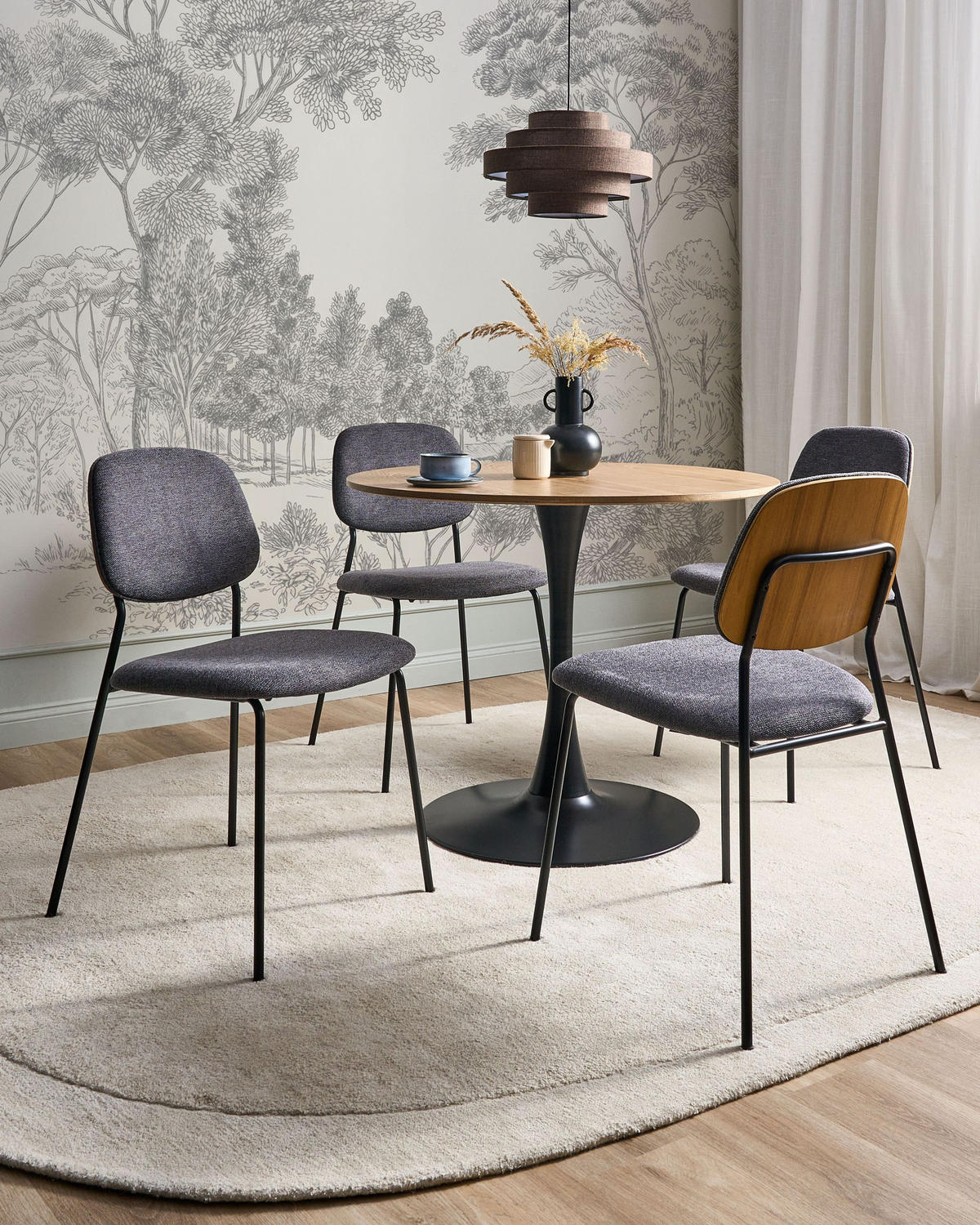 ESSZIMMERSTUHL 4er-Set Stoff Grau Riley - Grau, Textil (48/83/52cm) - Beliani