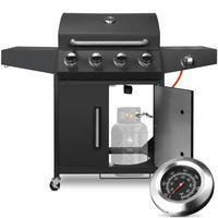 GASGRILL 4+1 Brenner mit Seitenbrenner 52000BTU, Schwarz - Schwarz, Metall (70/136/44cm) - Kaket