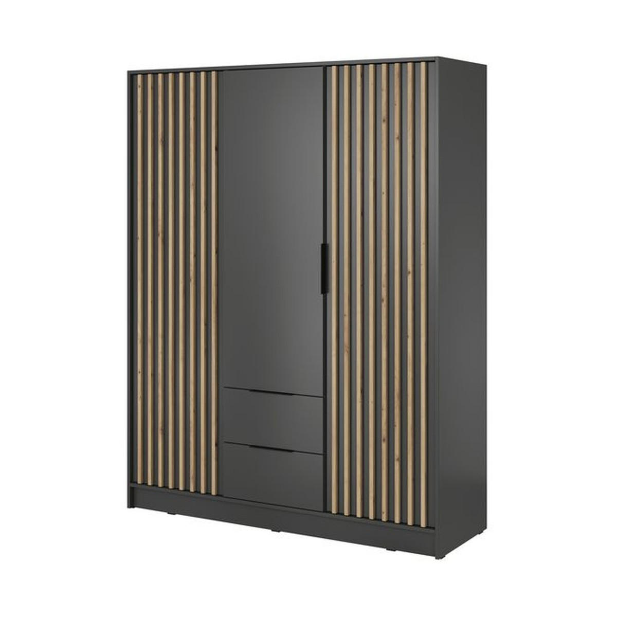 KLEIDERSCHRANK – 155 cm – Nelly – Graphitfarben - Graphitfarben, Holzwerkstoff (155/200/51cm) - hi-markt