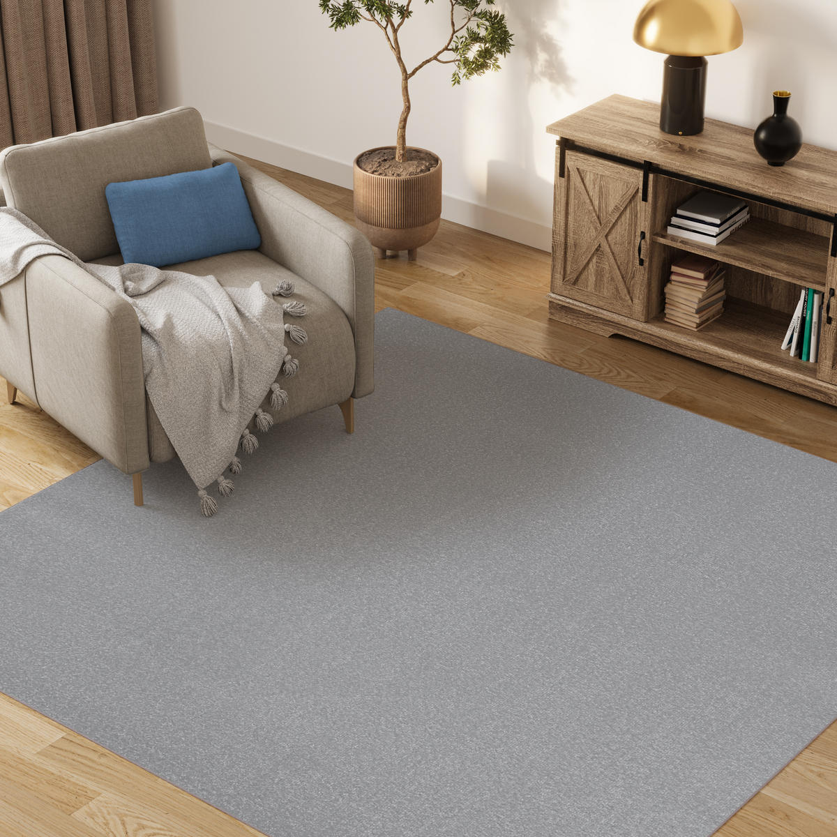 TEPPICH MONO SQUARE Grau 200/200 cm - Grau, Kunststoff (200/200cm) - Tapiso