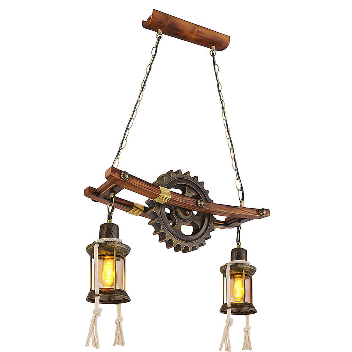 LED HÄNGELEUCHTE Holz Schwarz - Schwarz, Holz (62/20/110cm) - Globo Lighting