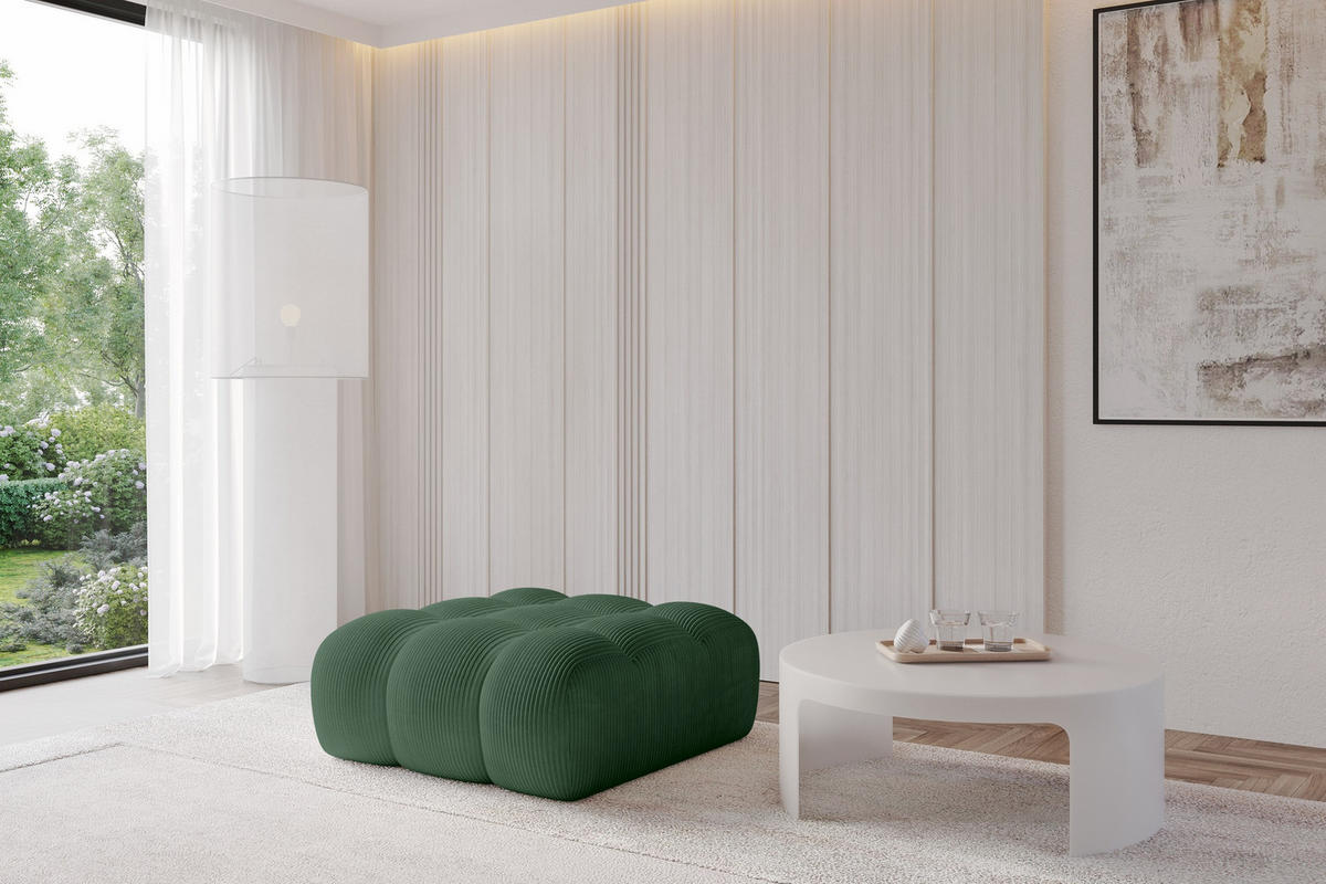 TABURET OLEA-PUF 91x87x44 cm Zelená Manšestr - černá/zelená barva, kompozitní dřevo/textil (91/44/87cm) - ALTDECOR