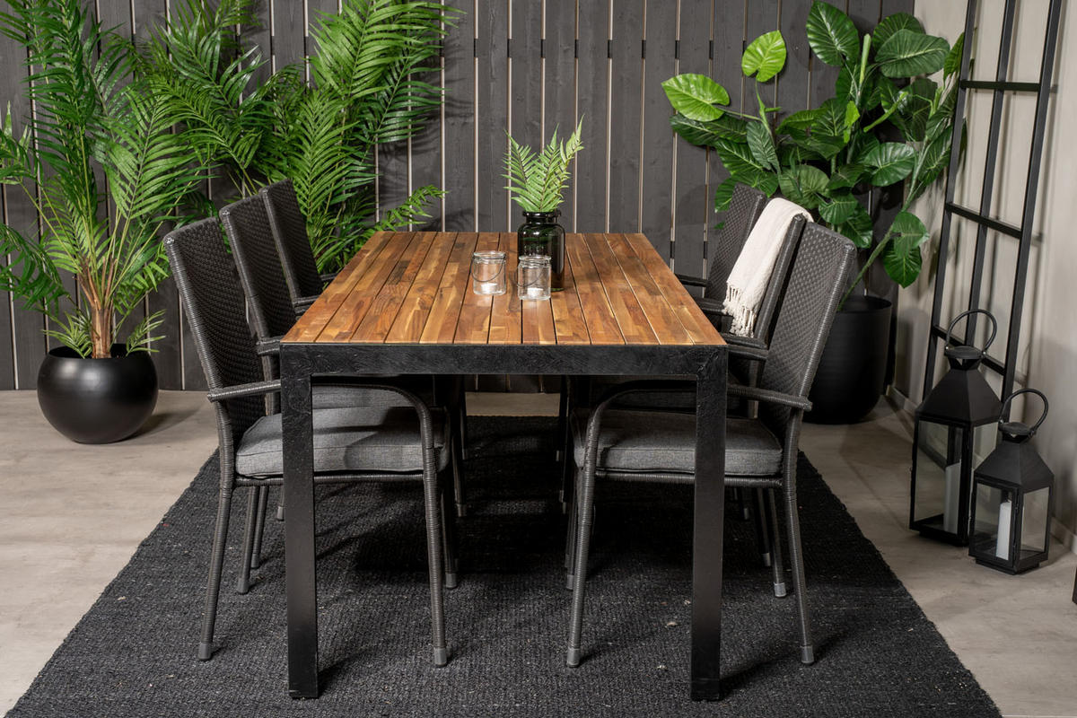GARTENTISCHGRUPPE Schwarz - Schwarz, Holzwerkstoff - ebuy24
