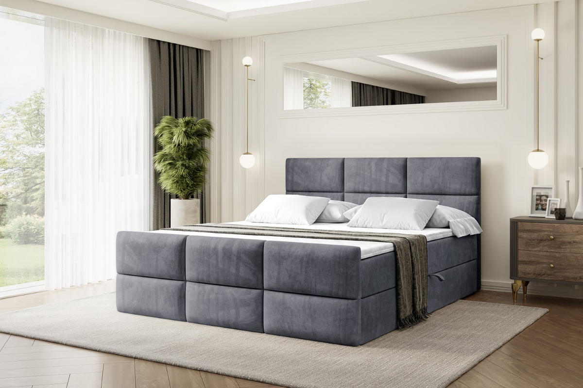 BOXBETT OHIO-Z - 120x200 cm - H4 - Dunkelgrau - Dunkelgrau, Holzwerkstoff (120/200cm) - ALTDECOR
